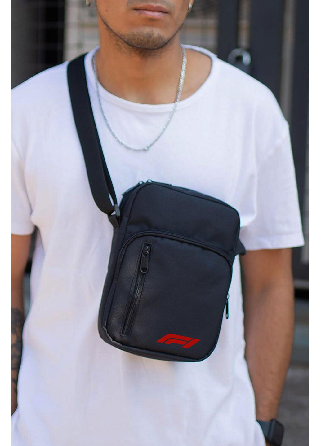 Мужская Сумка Мессенджер Барсетка Через Плечо с Принтом F1Red Black Without (360641923)