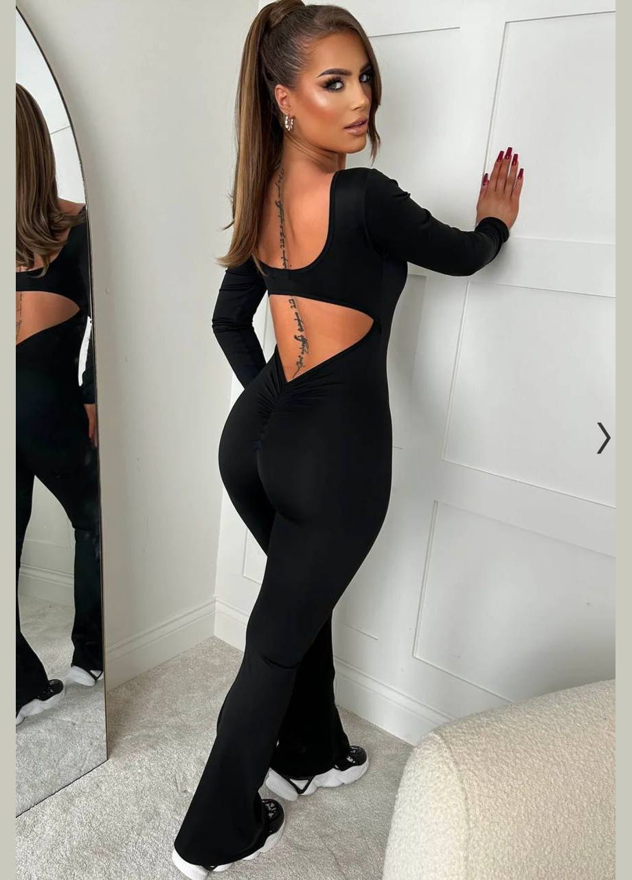 Жіночий облягаючий комбінезон Adelante комбінезон-брюки однотонний чорний кежуал