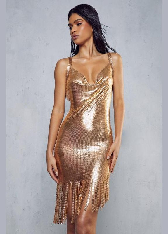 Золотой платье металлическое кольчуга MissPap