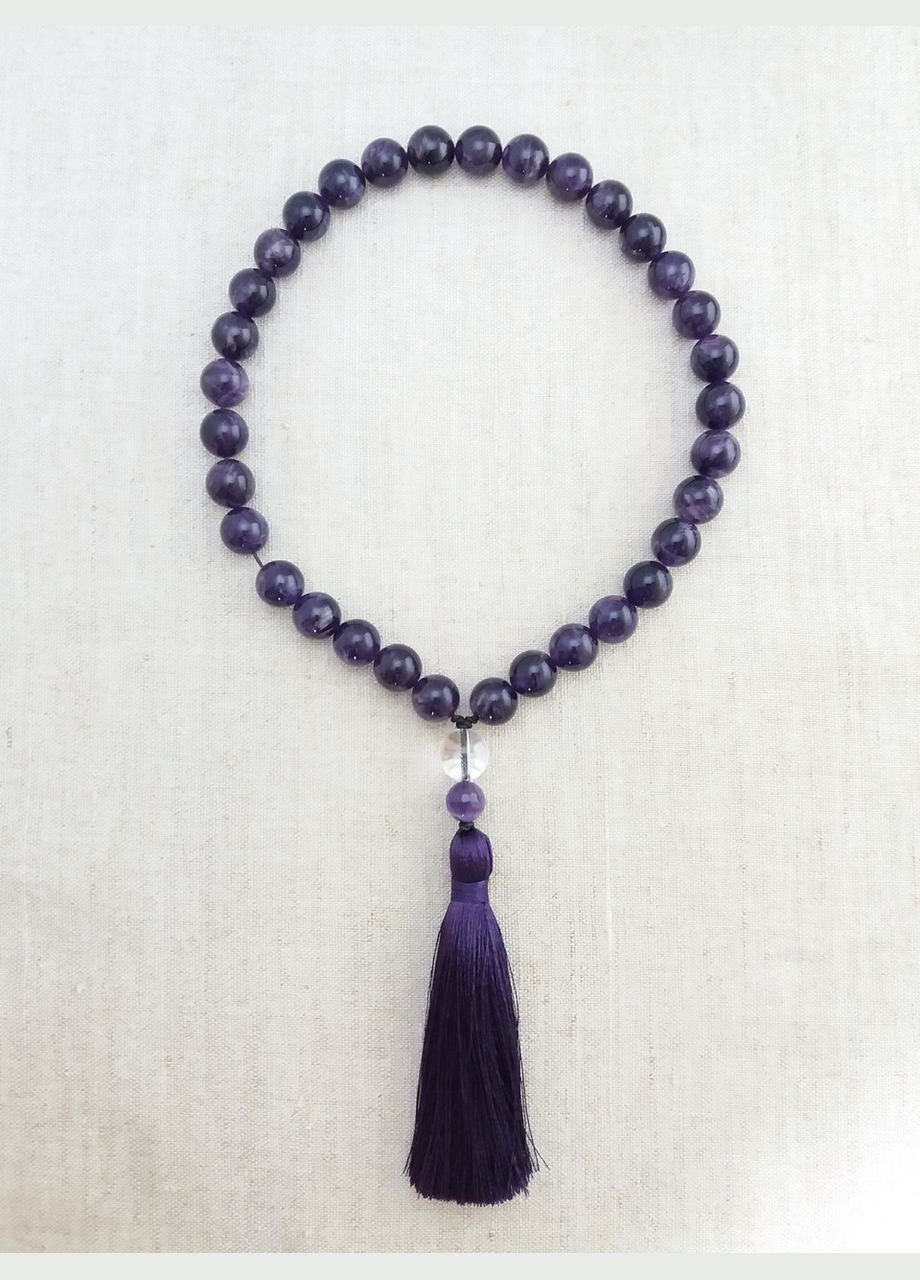 Чотки з натурального каменю Аметист 33 намистини без вузлів d 12мм No Brand (331293524)