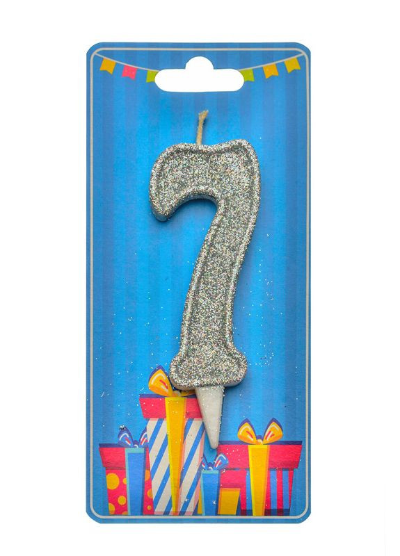 Свеча цифра 7 серебро No Brand (302313535)