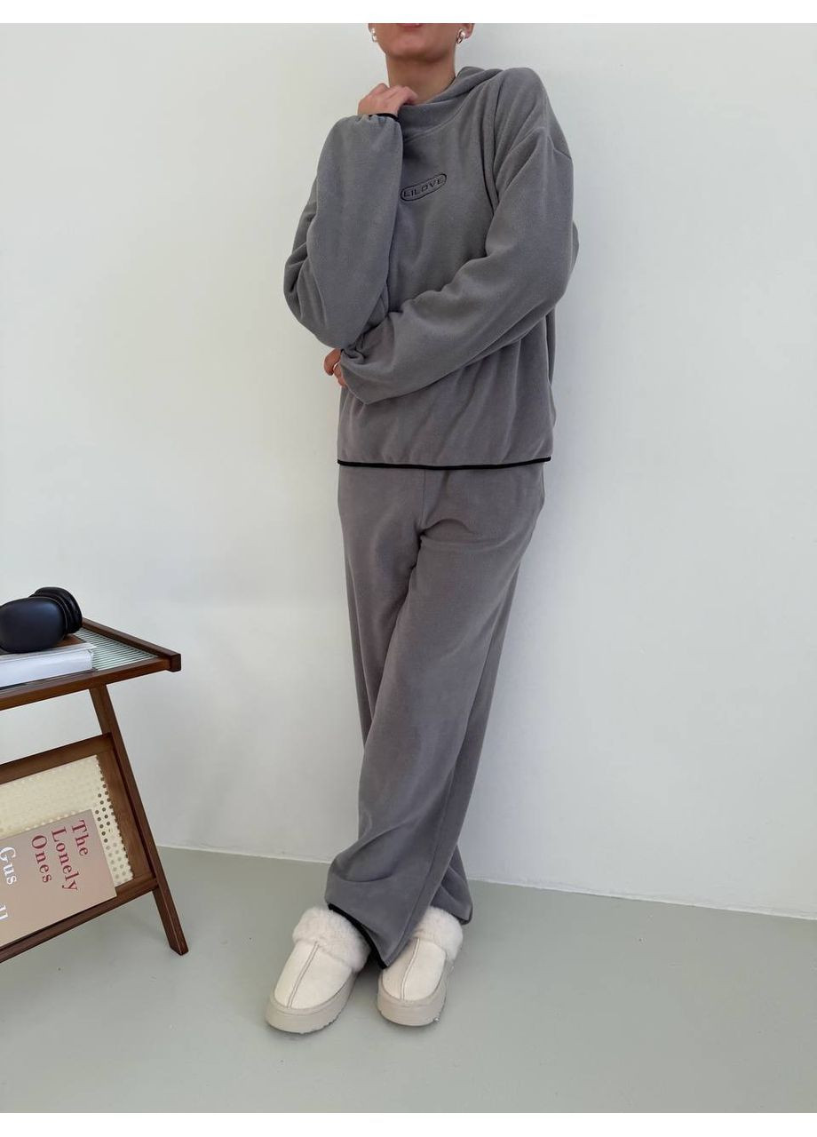 Жіночий флісовий костюм оверсайз: худі + штани MonCher (363849238)