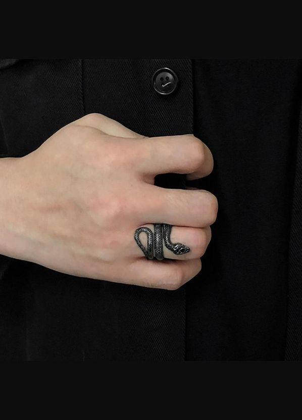 Чоловіча каблучка у вигляді змії скандинавська каблучка перстень чорна змія розмір регульований Fashion Jewelry (289717582)