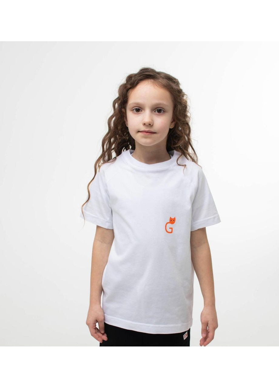 Біла літня футболка з лого для дівчаток Ginger Cat