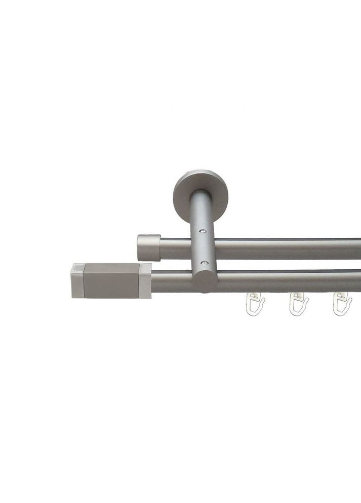 Карниз Квадро V2 металлический двухрядный профильная труба Сатин 19\19 мм 200 см (00-00015388) ORVIT (300281334)
