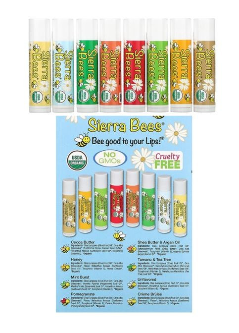 Набір бальзамів для губ органічні 8 шт Sierra Bees (293246953)