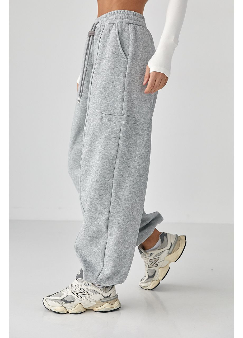 Однотонные теплые спортивные штаны с затяжками внизу Lurex (368276477)