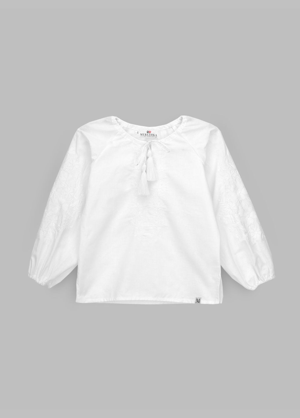 Белая рубашка с вышивкой для девочки фиалка 134 см белый (sc) shop (2000990558725) MEREZHKA (364659863)