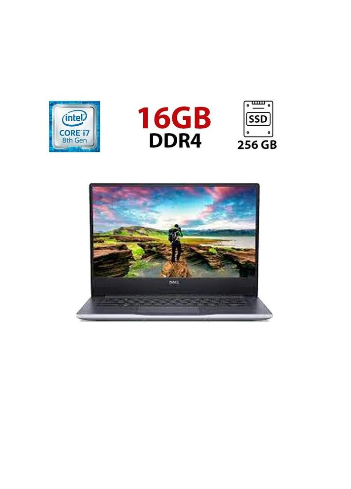 Ноутбук Б-клас Inspiron 14 7472 / 14" (1920x1080) TN / Intel Core i7-8550U (4 (8) ядра по 1.8 - 4.0 GHz) / 16 GB DDR4 / 256 GB Dell (398130108)