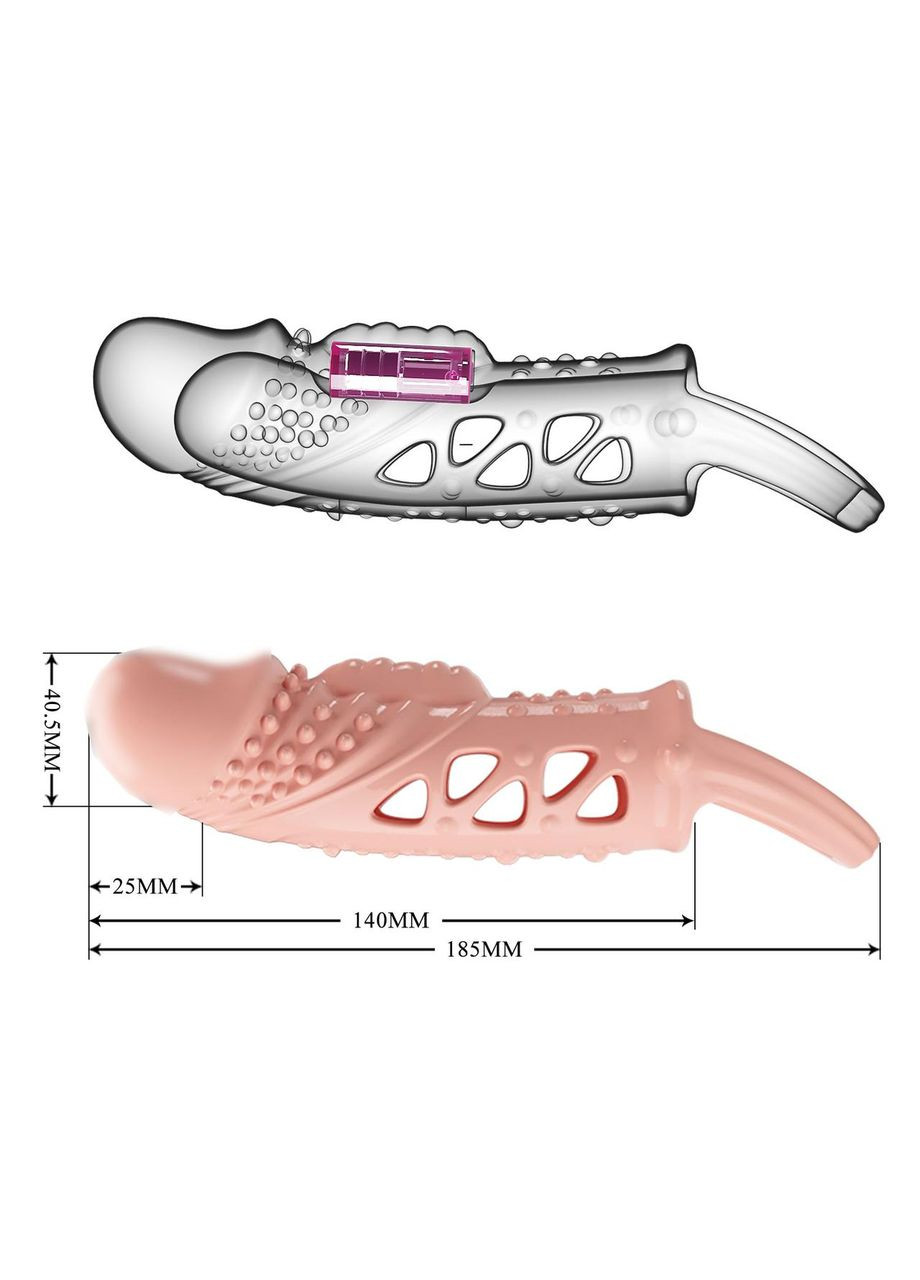 Насадка на член с вибрацией увеличения члена на 2,5 см Penis Sleeve CECELIA LyBaile (317748108)