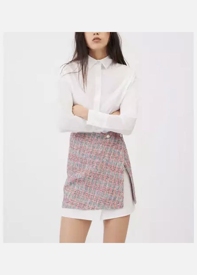 Білий вечірня, кежуал, повсякденний, ділова, коктейльна, святковий сукня сорочка з твідовою спідницею сукня-сорочка Maje