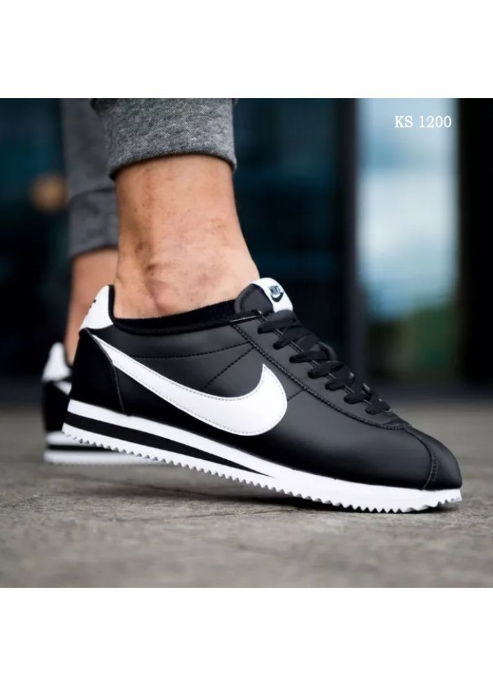 КРОСІВКИ ЖІНОЧІ NIKE CORTEZ BLACK AND WHITE НАЙК КОРТЕЗ No Brand чорні демісезони (368861639)