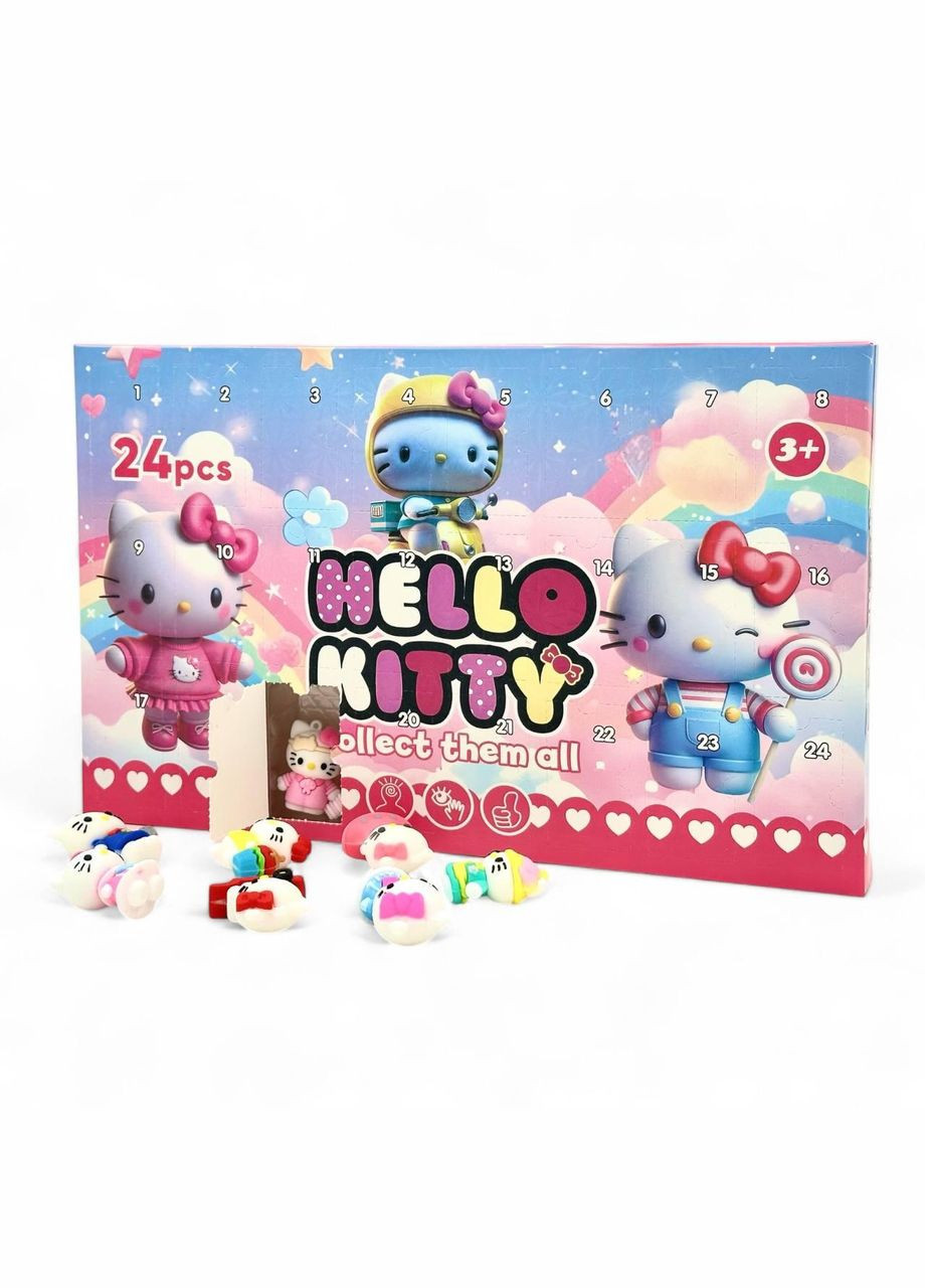 Адвент-календар з іграшками аніме котик Hello Kitty, 24 фігурки 5см Po Fanu (325483987)