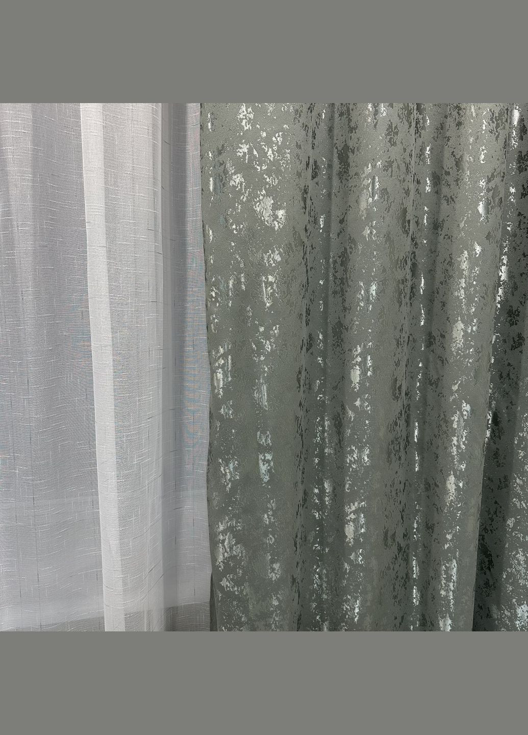 Комплект готових штор (2шт) мармур льон темно сірого кольору 150х270см No Brand (299712226)