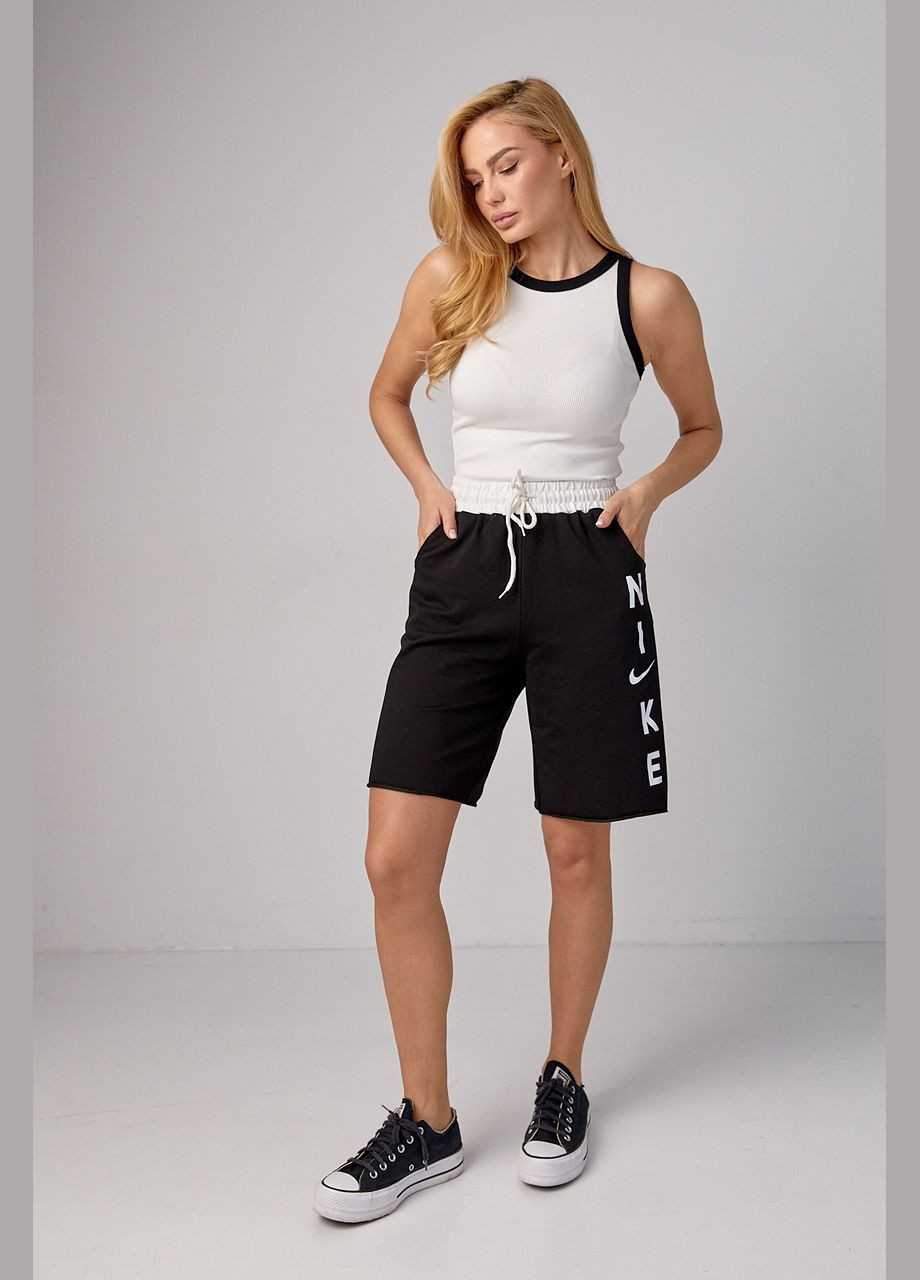 Жіночі трикотажні шорти з написом Nike - світло-сірий Lurex (293292933)