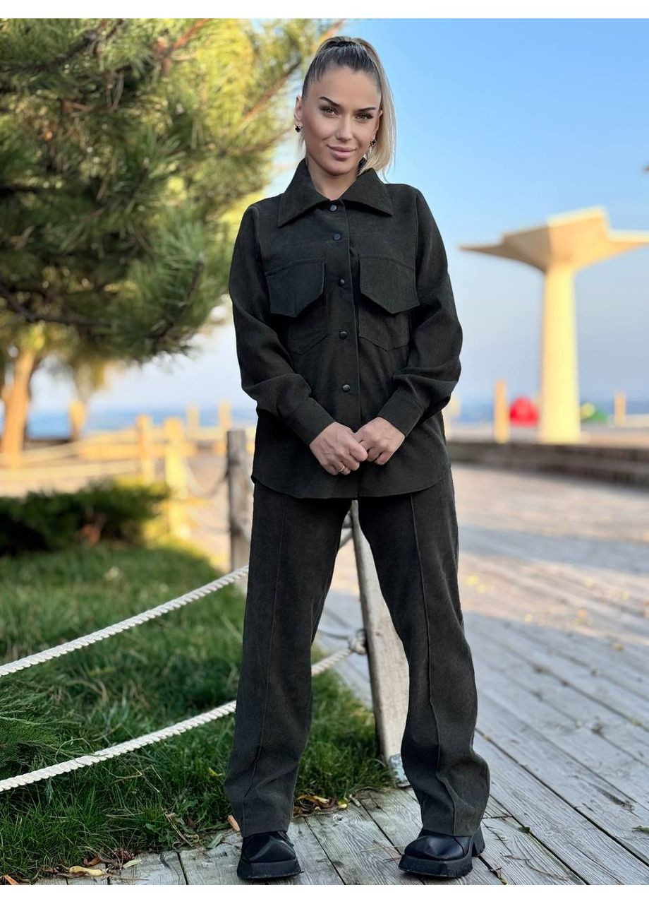 Жіночий костюм (сорочка + штани) з мікровельвету х/б | ЗАМІР В ОПИСІ Vione (370986098)