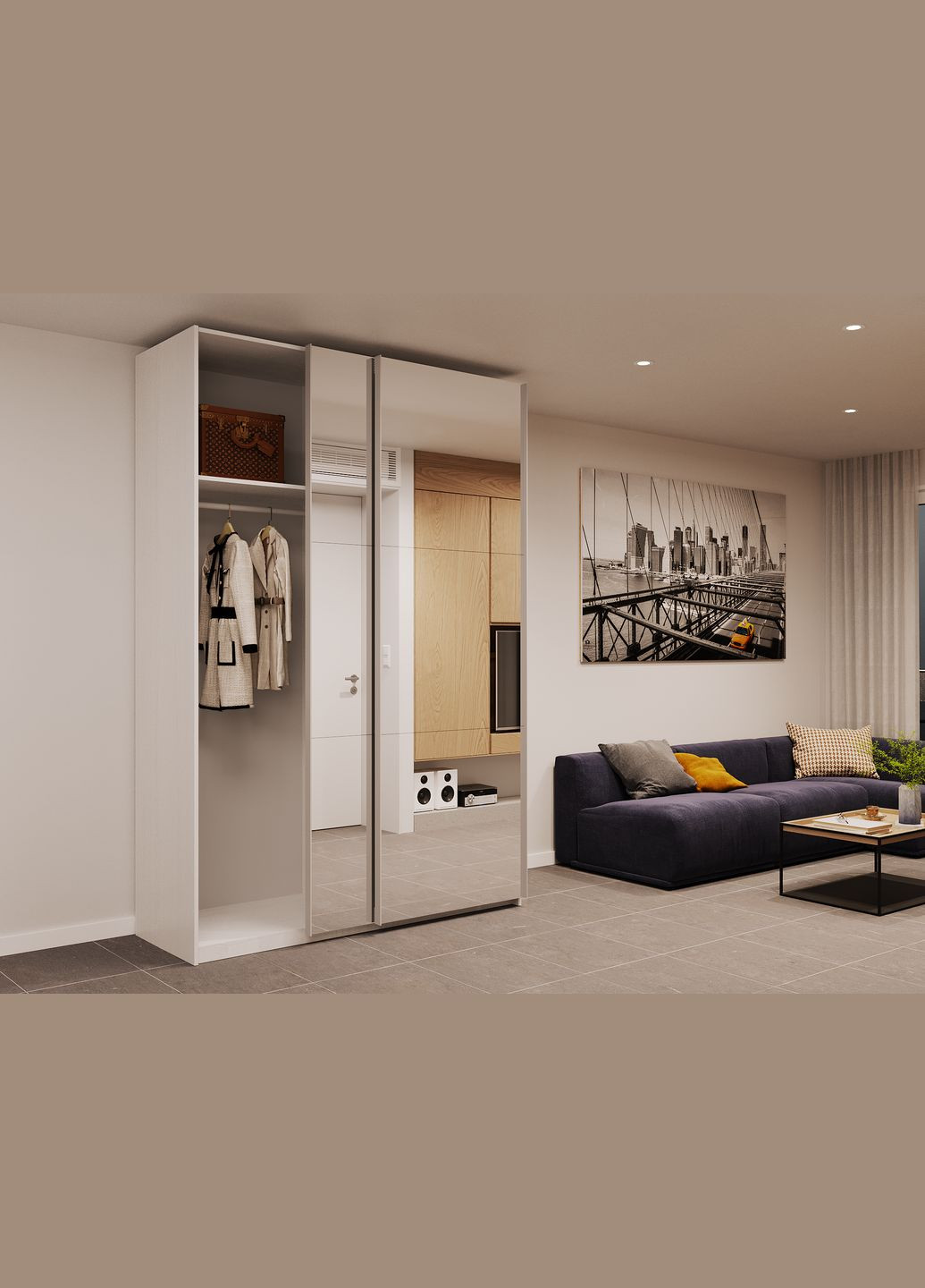 Шафа-купе двохдверна G-Caiser 160х60х240 см Білий/2 Дзеркала (DRS-011024) Doros (346532070)