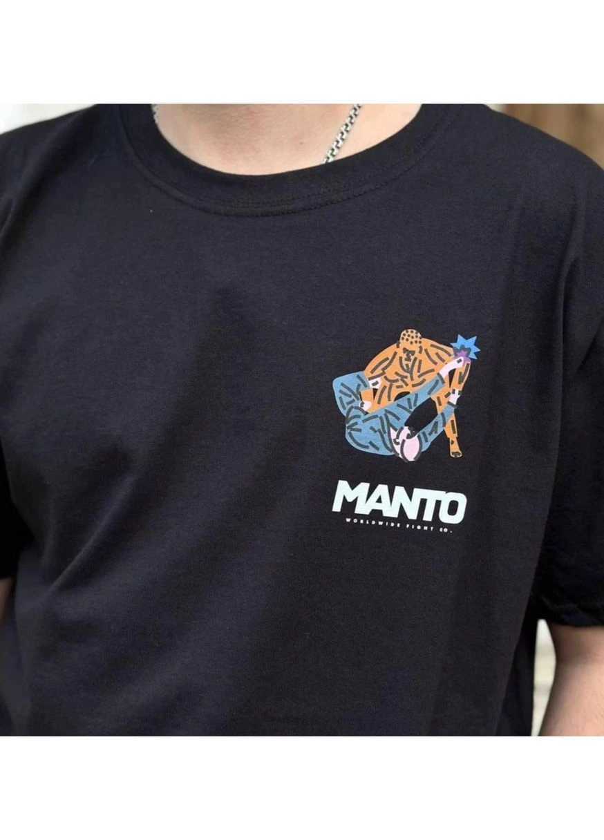 Черная стильная летняя футболка черная MANTO