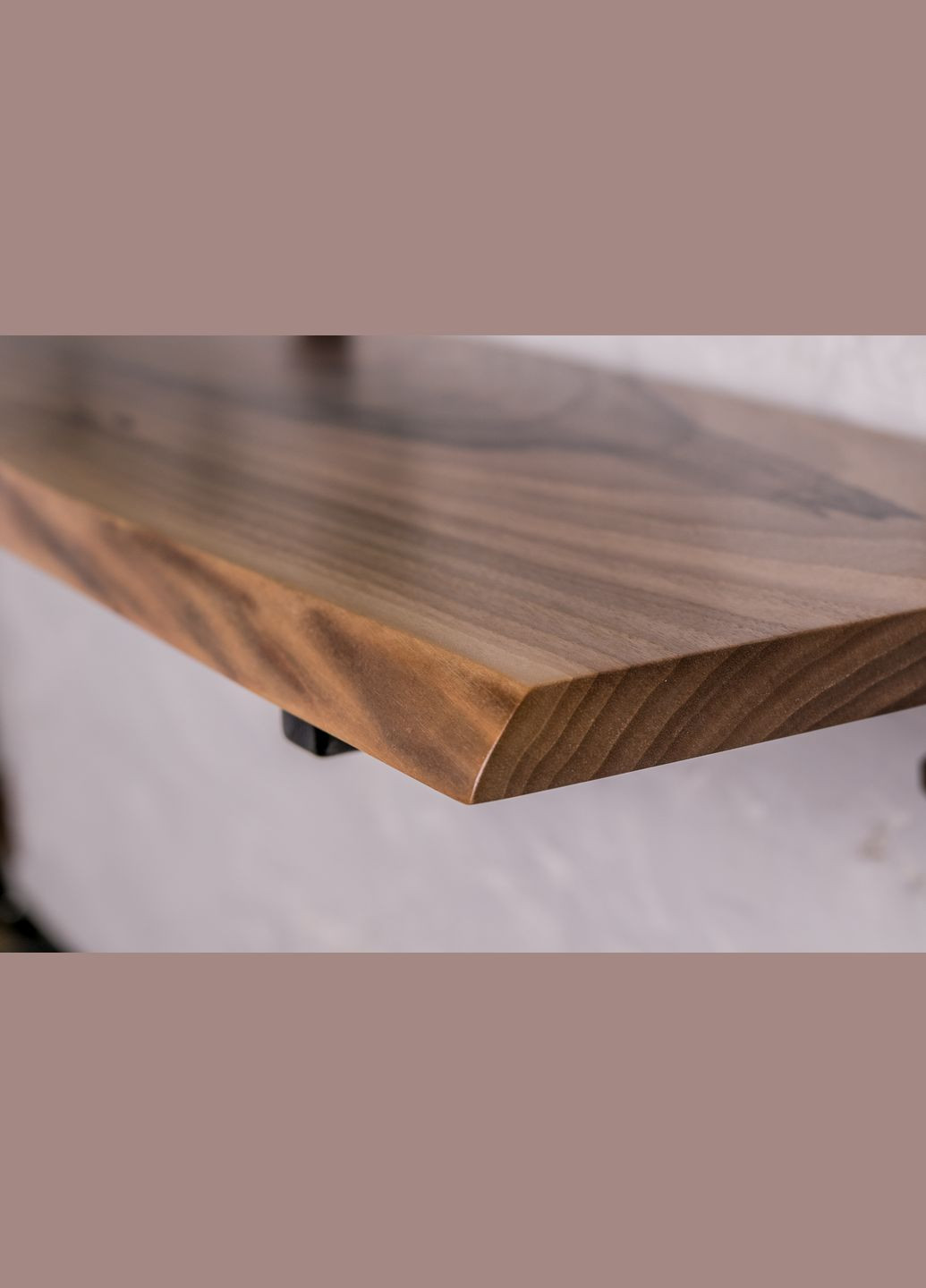 Полка M с живым краем (орех) Современная полка с древесины грецкого ореха EcoWalnut (295012768)