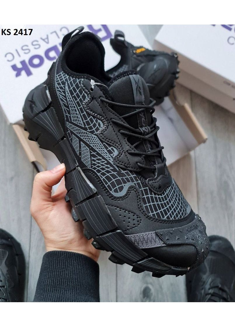 Черные демисезонные кроссовки мужские reebok zig kinetica 2.5 edge black gray рибок зиг кинетика No Brand