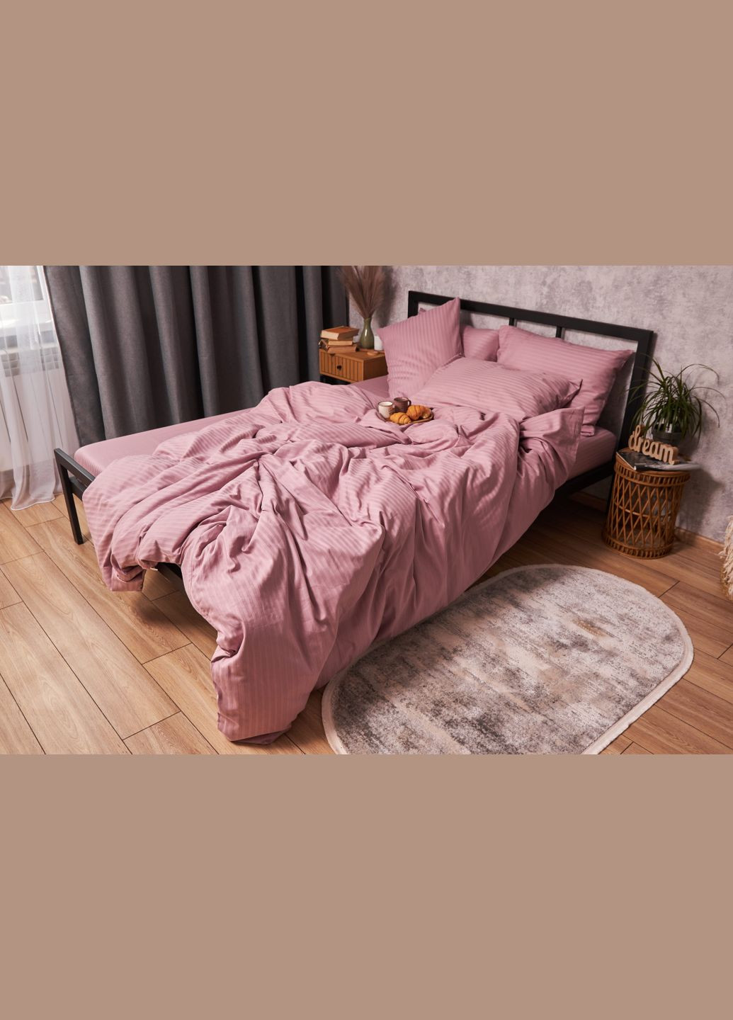 Комплект постельного белья Satin Stripe полуторный 143х210 наволочки 2х50х70 (MS-820003551) Moon&Star Stripe Candy (288043780)