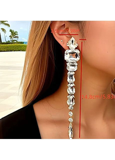 Сережки жіночі довгі у каміннях No Brand (365301767)