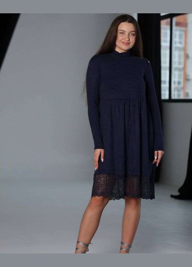 Синее повседневный платье женское "ажур" hc (h001-8151-096) No Brand