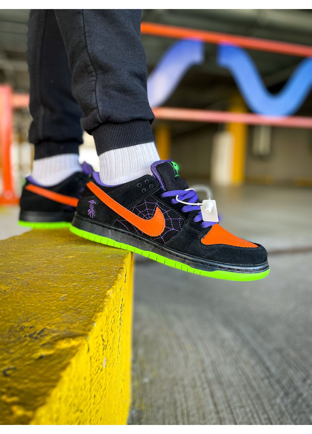 Черные всесезонные кроссовки мужские и женские nike sb dunk low night of mischief halloween black orange | найк сб данк низкие черные оранжевые No Brand