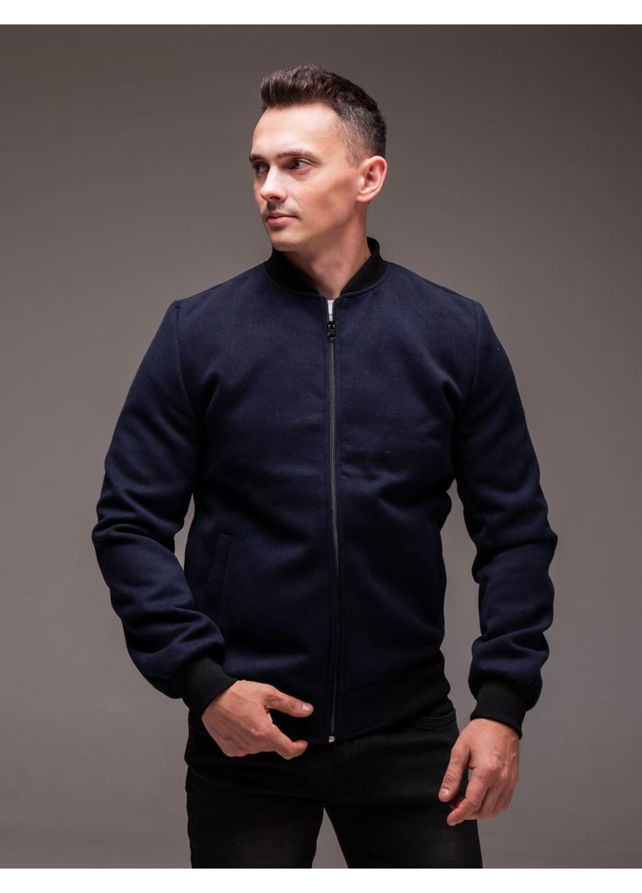 Синяя демисезонная кашемировая куртка – бомбер с подкладкой No Brand