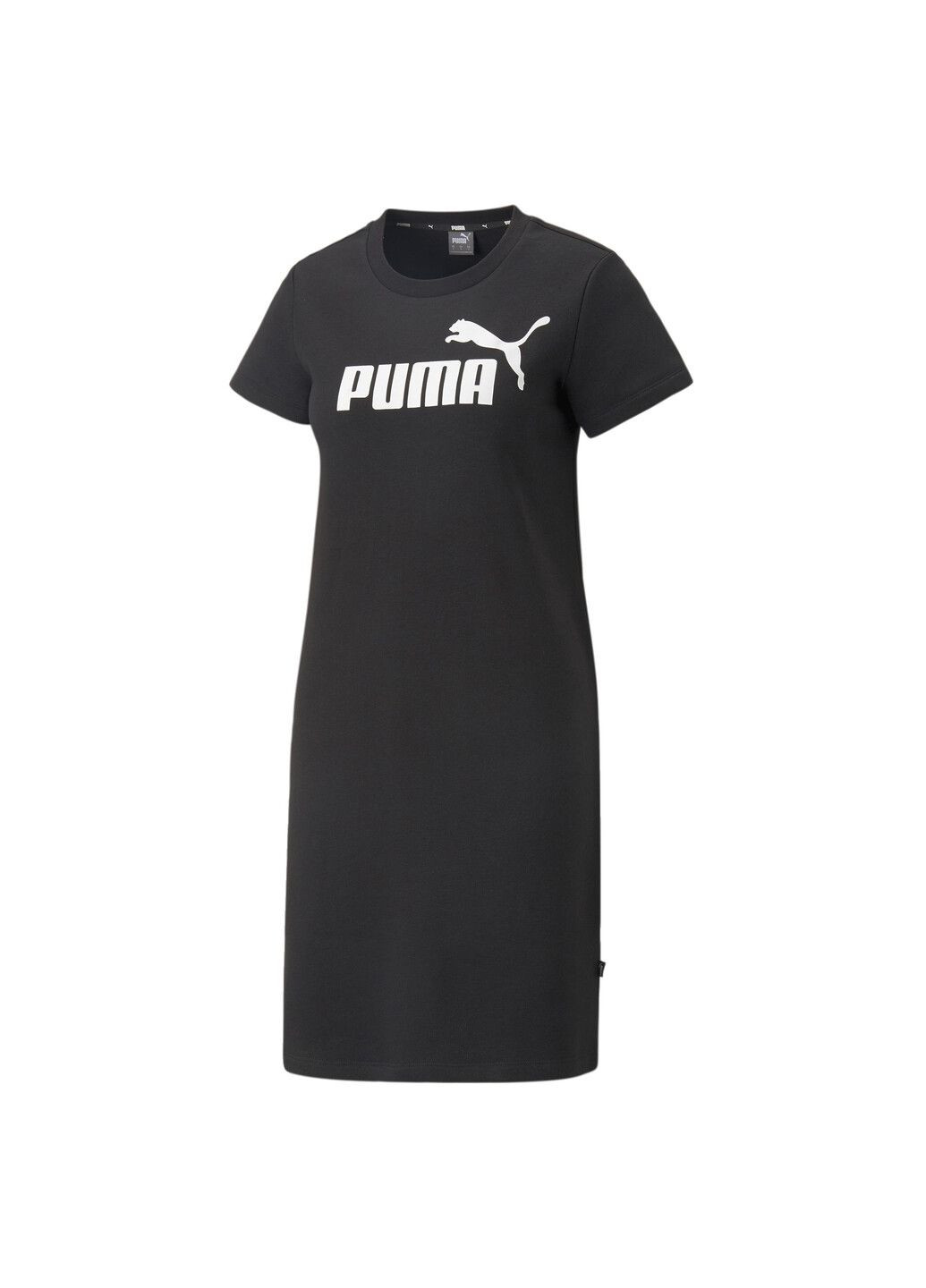 Черное спортивное платье essentials logo dress women Puma однотонное