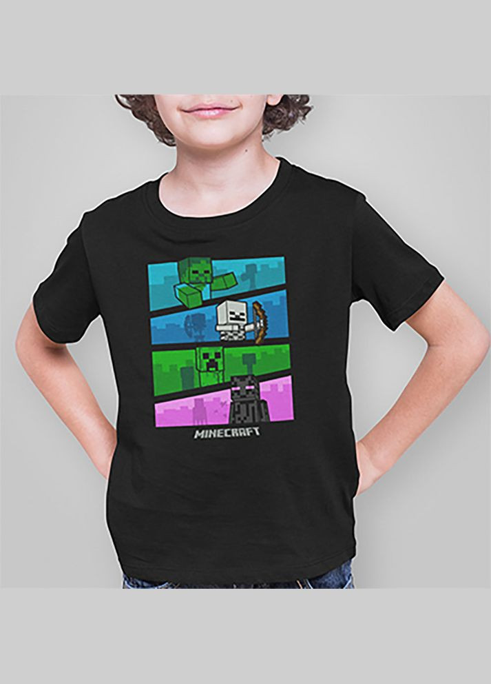 Черная детская футболка для мальчиков minecraft mob No Brand