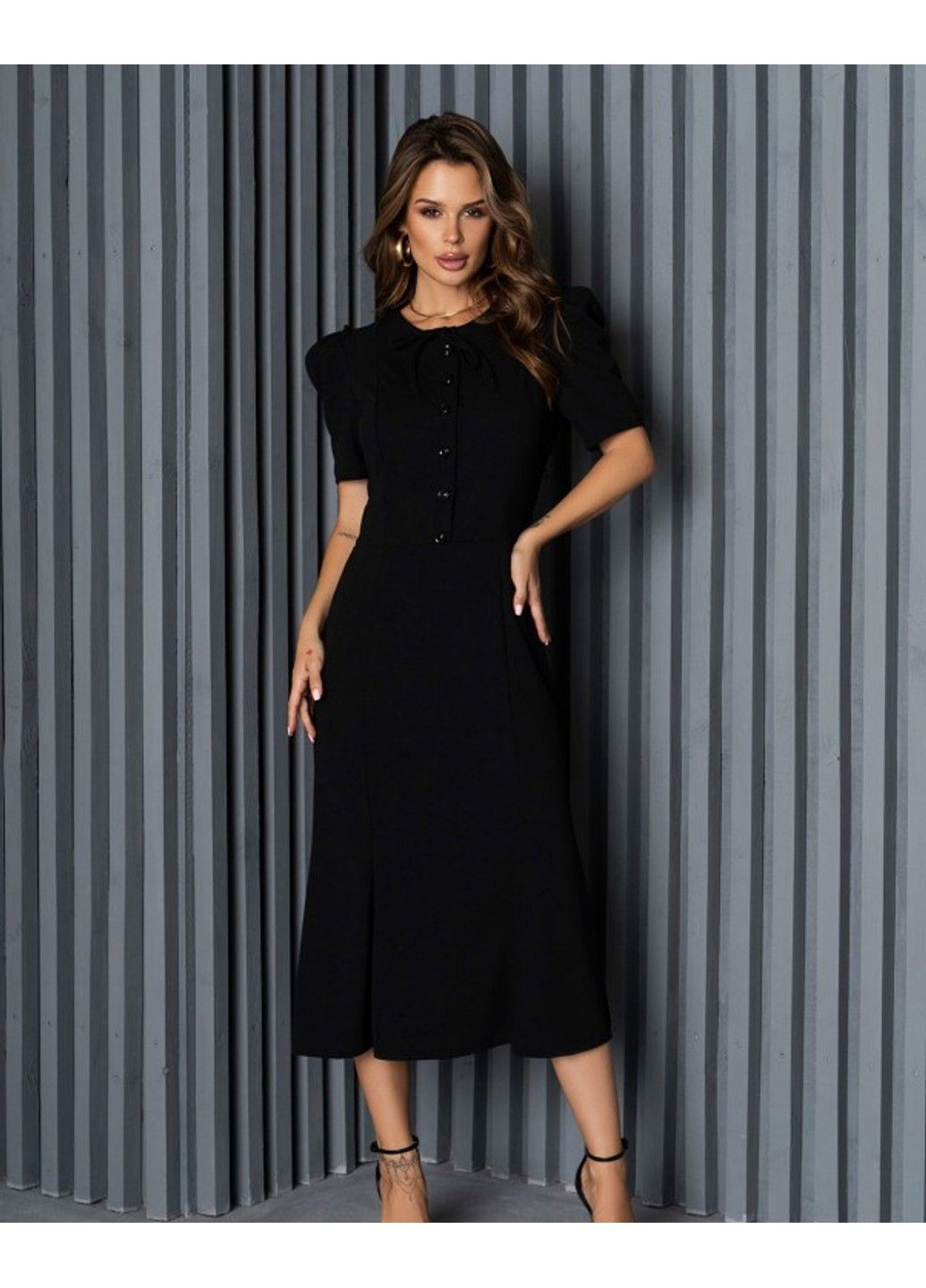 Черное повседневный платье 14152 xl черный ISSA PLUS