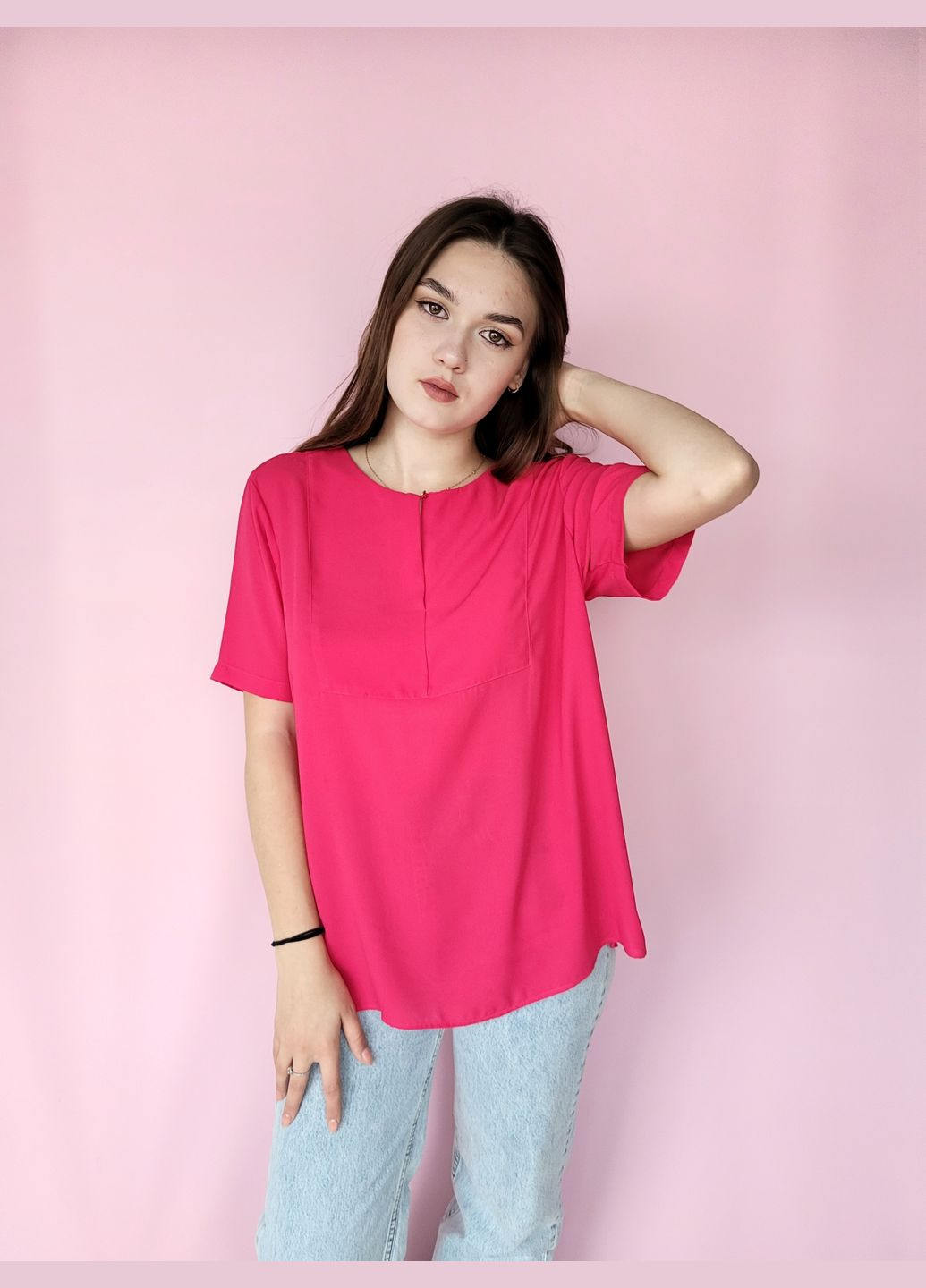 Малинова блузка жіноча однотонна короткий рукава M&S