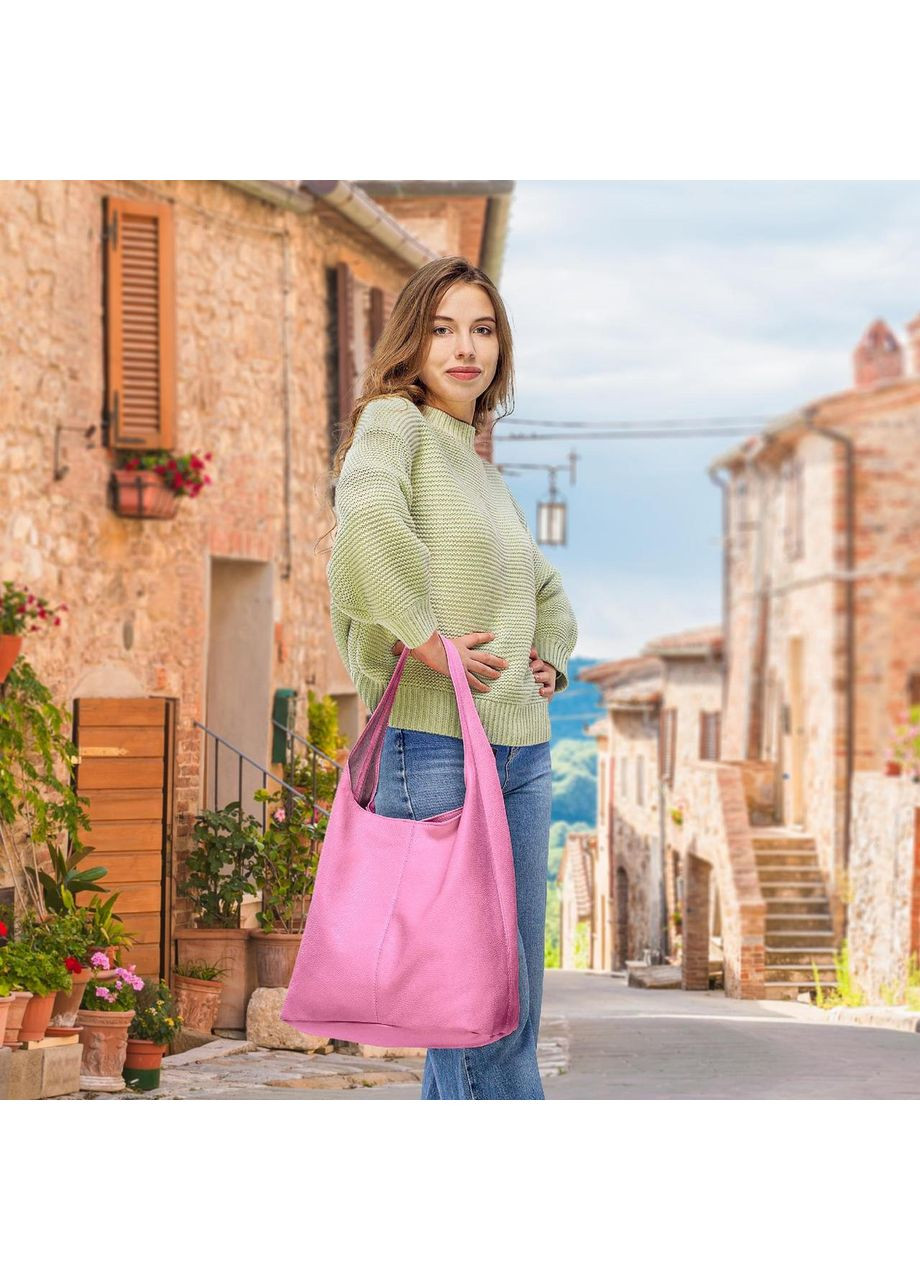 Хобо Рожевий - Італійська жіноча м’яка сумка-хобо із натуральної шкіри без підкладки на блискавці (011943-pin-D101) TAKEASY (358223245)
