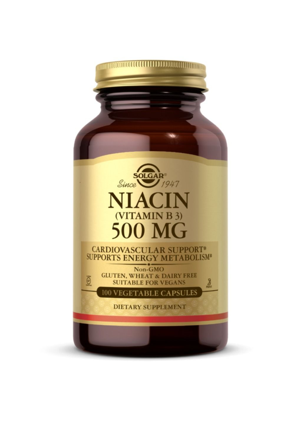 Витамин B Niacin (Vitamin B3) 500mg - 100 vcaps Solgar (280916994)