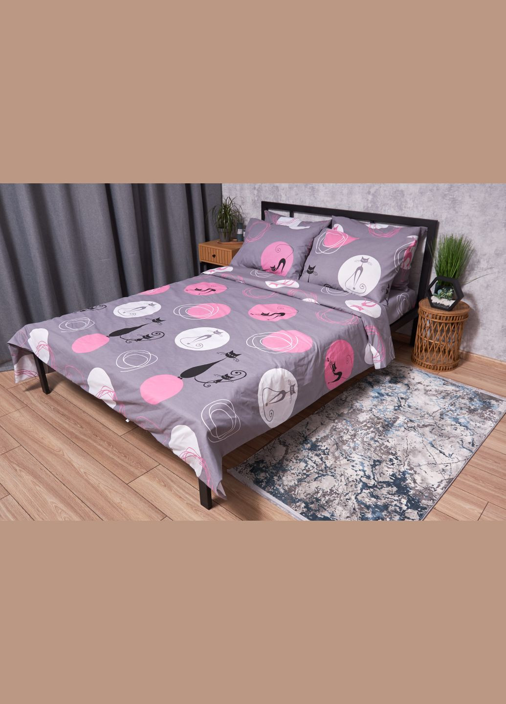 Комплект постельного белья Бязь Gold Люкс «» семейный 143х210х2 наволочки 2х50х70 (MS-820002639) Moon&Star Mauve Cats (286762311)