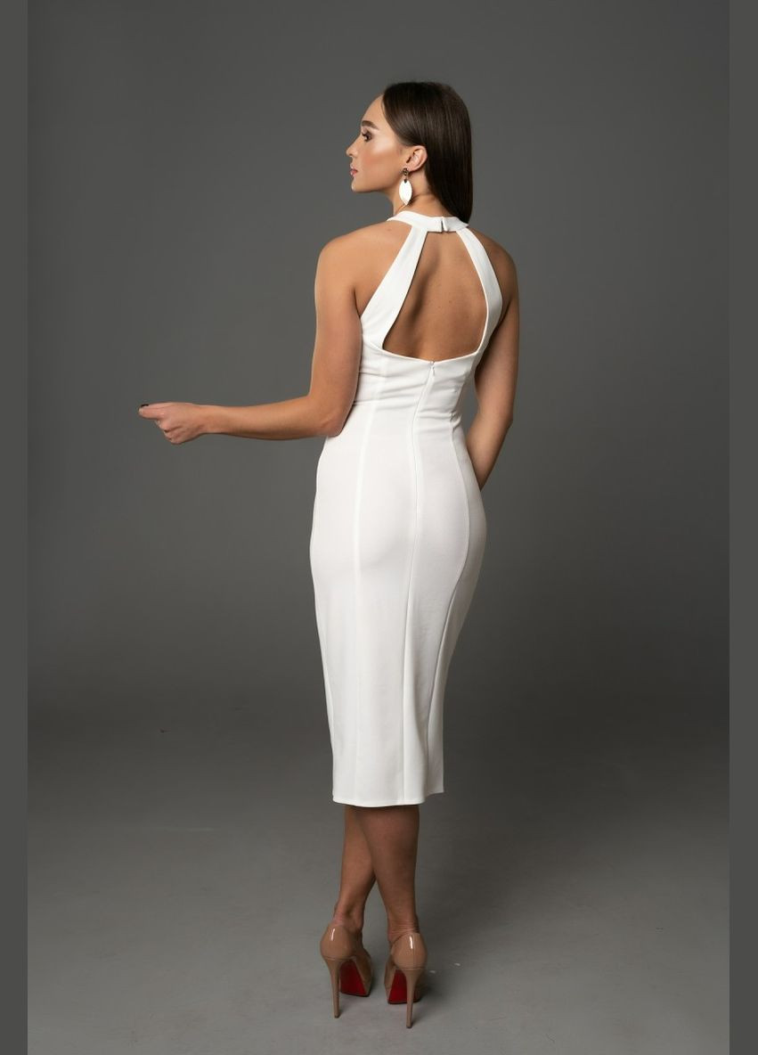 Молочное вечернее платье футляр WINN однотонное