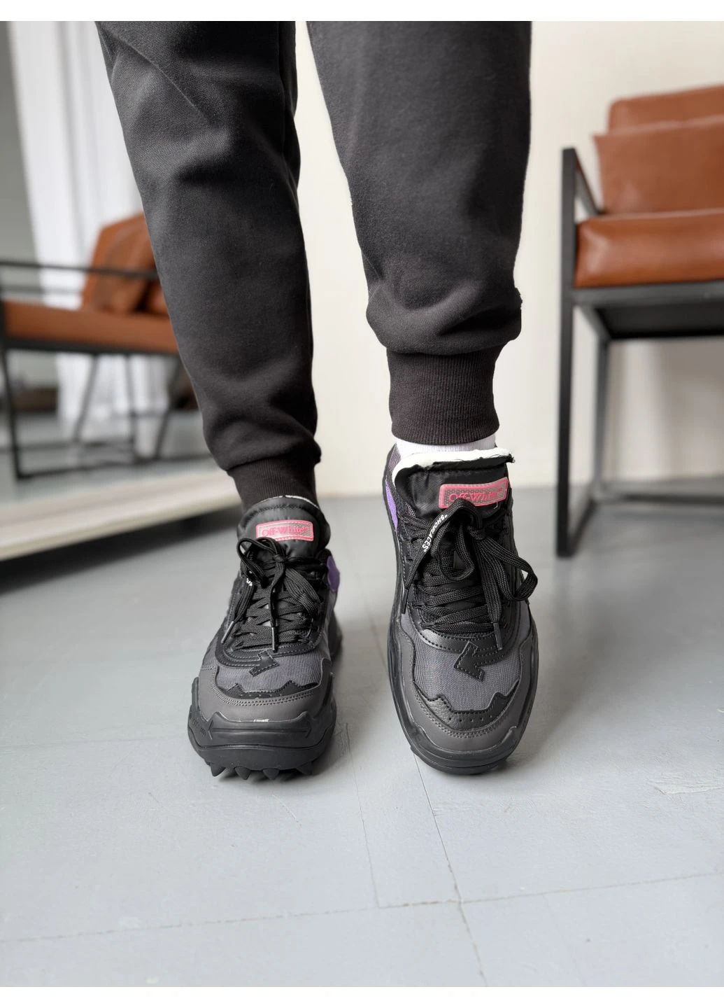 КРОССОВКИ ЖЕНСКИЕ OFF-WHITE ODSY-1000 BLACK GREY ОФФ ВАЙТ ЧЕРНЫЕ No Brand чёрные демисезоны (390651880)