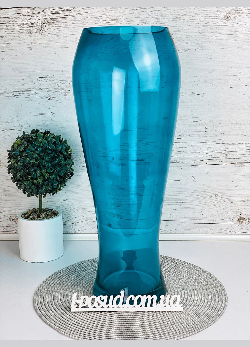 Ваза 60 см S233/1 Transparent turquo GlassStyle (278014623)