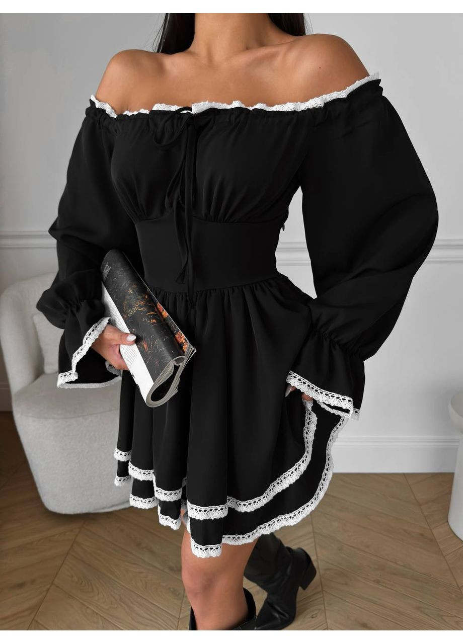 Чорна кежуал сукня N.Family однотонна