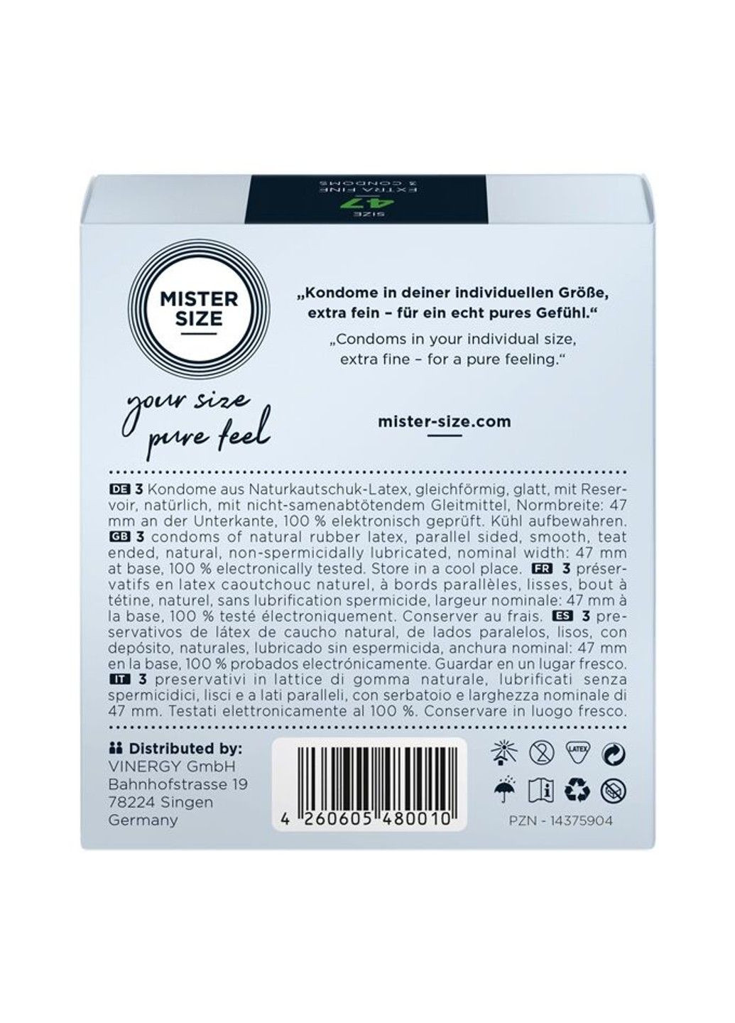 Презервативы pure feel 47 3 condoms толщина 0,05 мм для безопасного секса Mister Size (298573000)