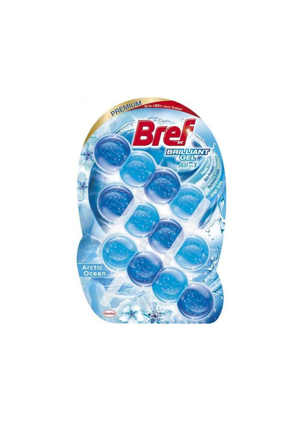 Блок для туалетів Блискучий гель Арктичний океан 42гх3шт Bref (359438385)