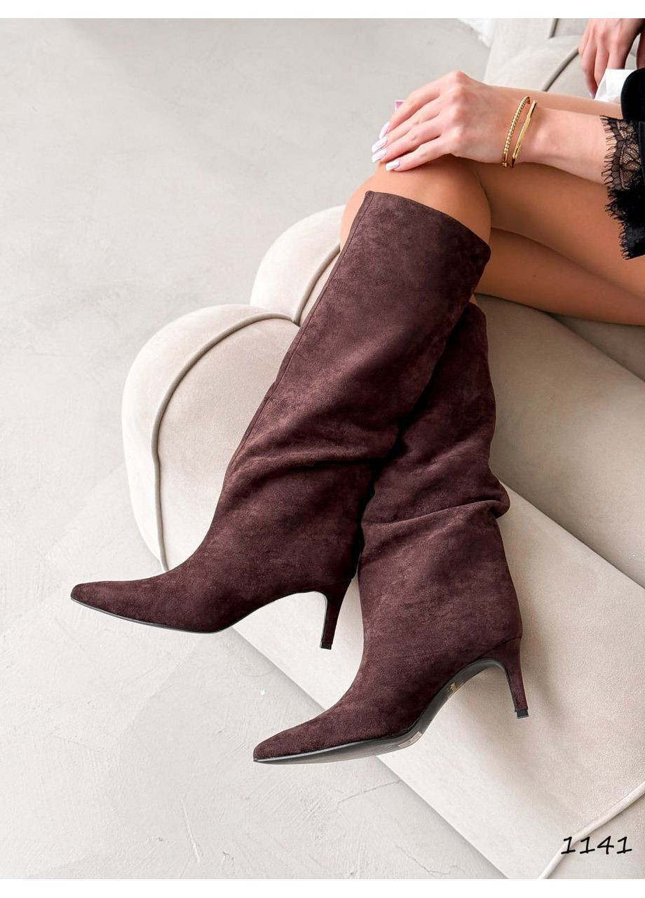 Осенние шоколадные сапоги No Brand