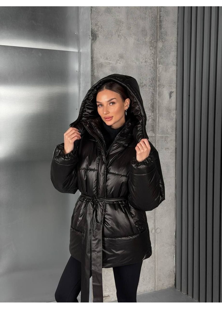 Чорна жіноча куртка зима (-15) No Brand