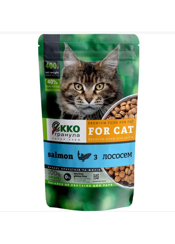 Сухой корм для взрослых котов Ekko гранула с лососем 400 г Екко Гранула (266274703)
