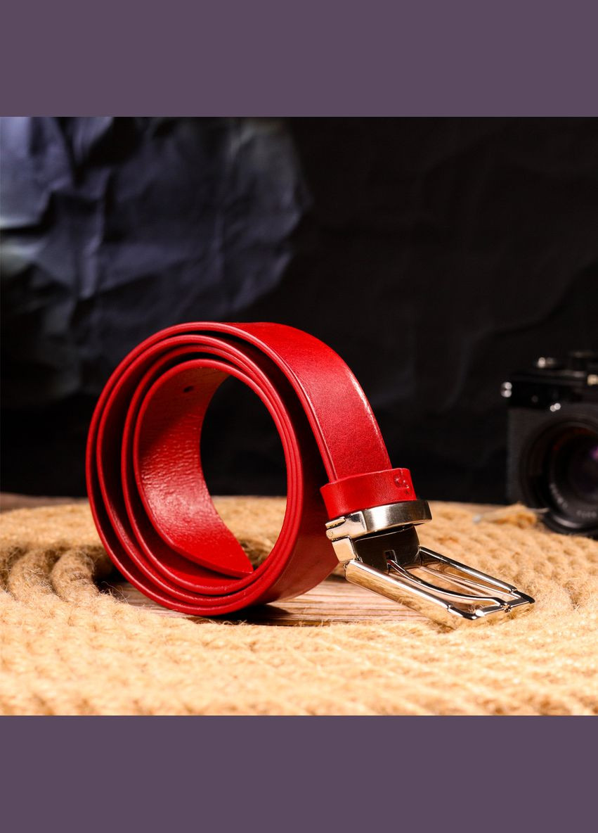Якісний жіночий ремінь із натуральної шкіри 21456 Червоний Grande Pelle (329149549)