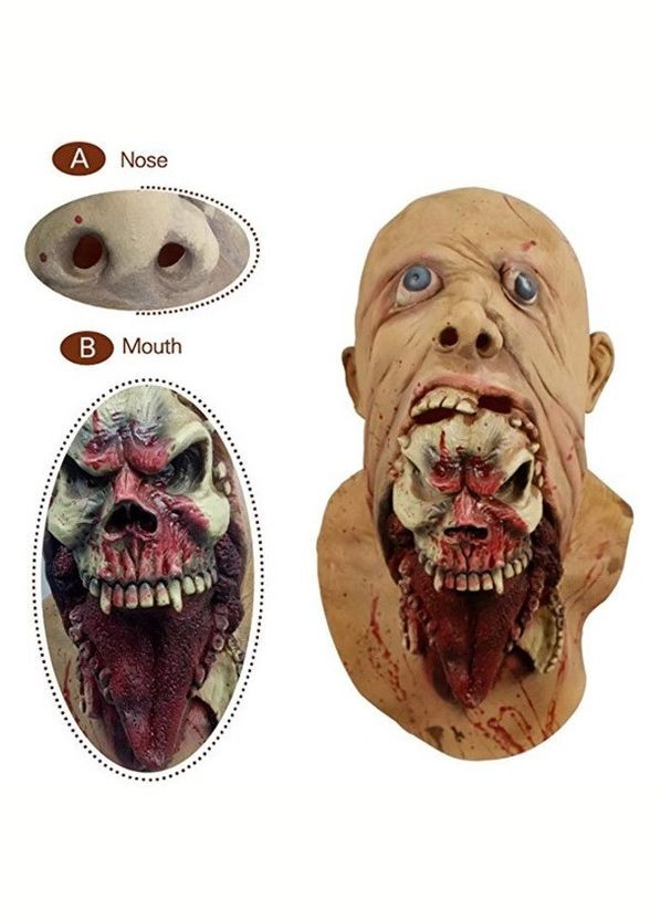 Реалістична карнавальна латексна маска Зомбі (M10312) MOLEZU One Size No Brand (307837737)