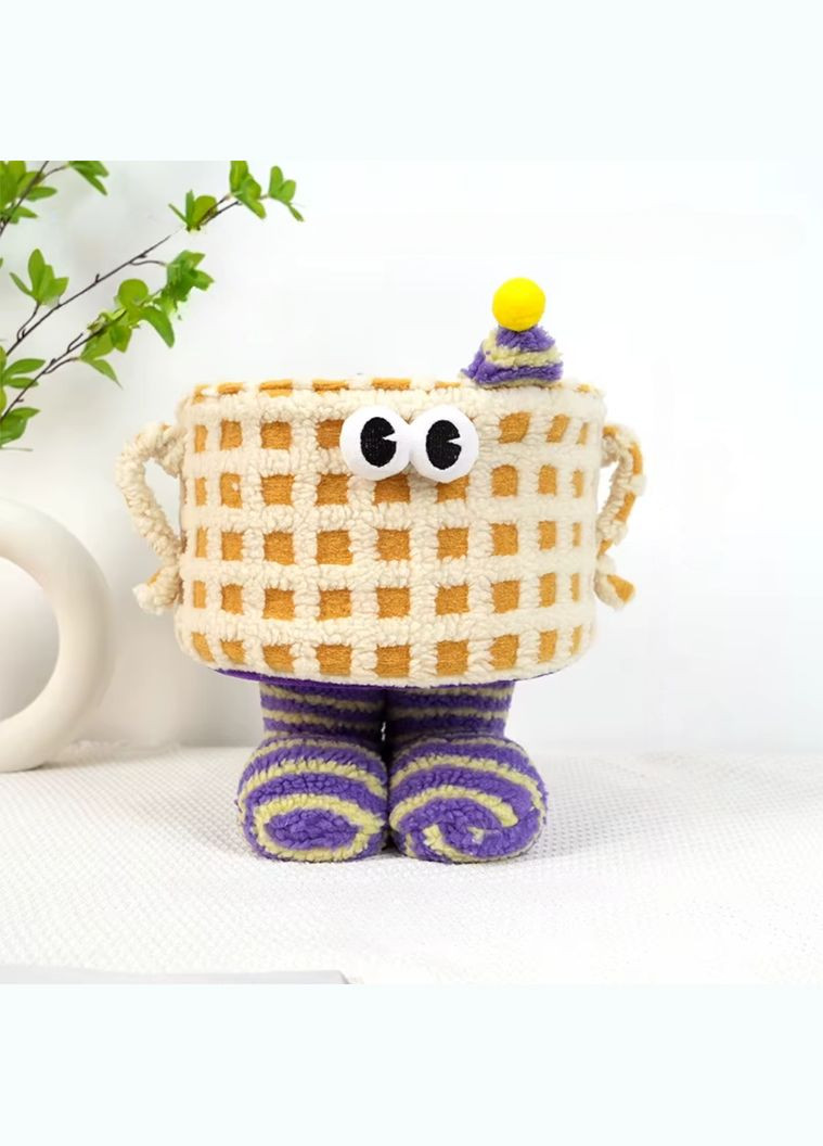 Корзина для игрушек плюшевый органайзер в детскую комнату мягкий для вещей и игрушек детская желтая в клетку No Brand (346532758)