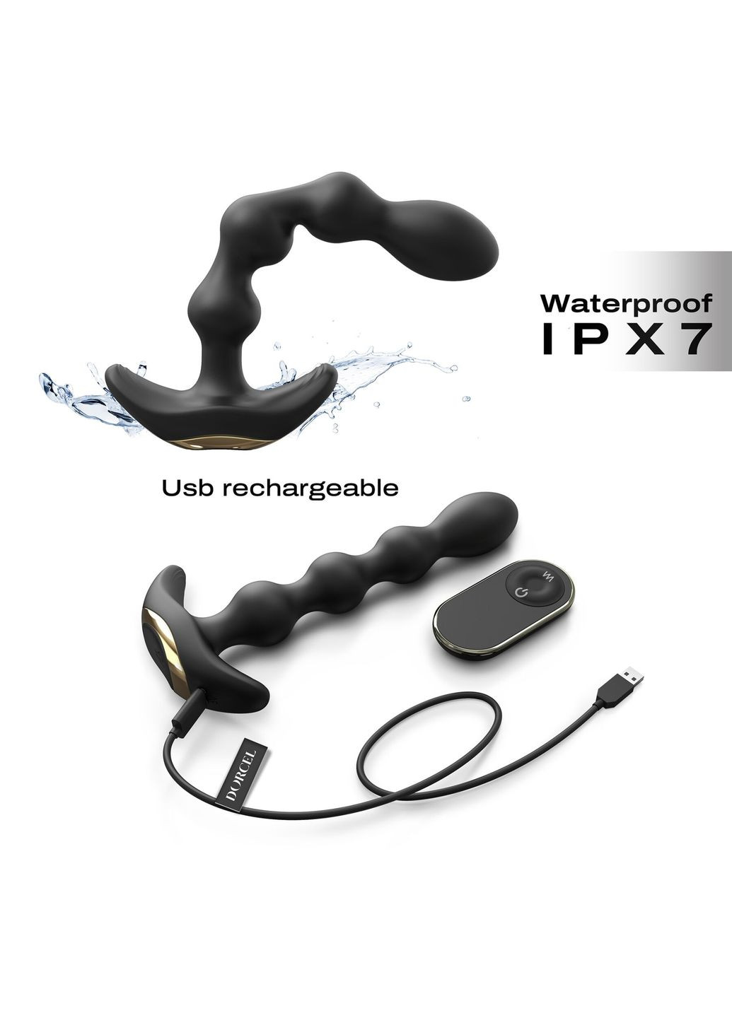 Анальний вібраторнамисто FLEXI BALLS, гнучкий стовбур, пульт ДК Dorcel (296626982)