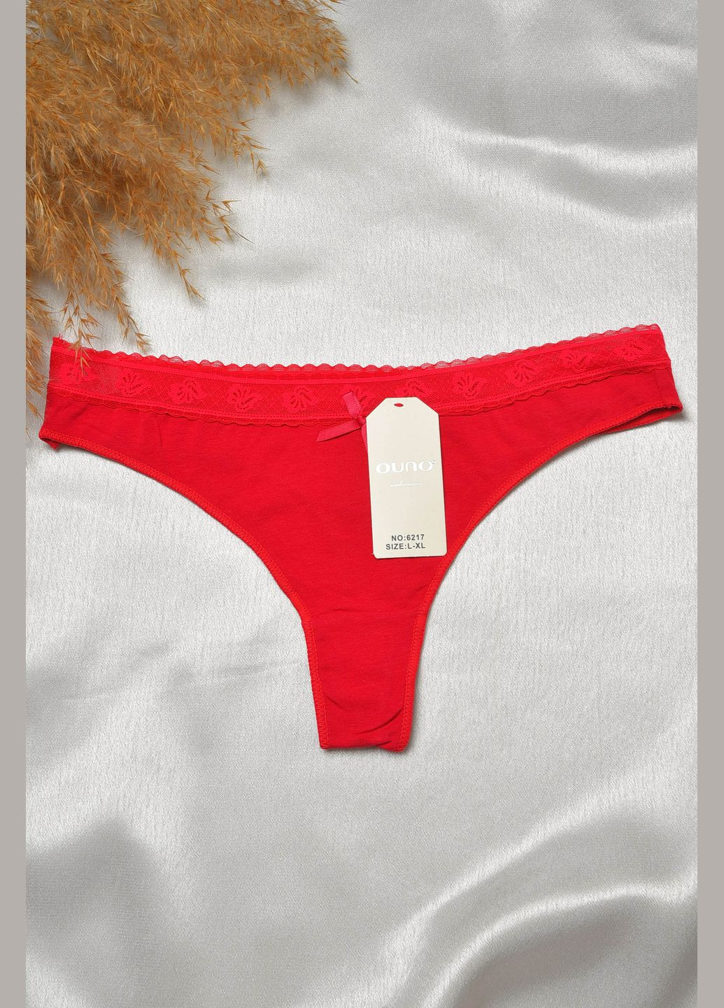 Стрінги жіночі бордового кольору Let's Shop (303899280)